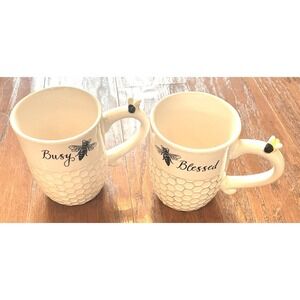 Large Coffee Mug Bee And Honeycomb Design Lot Of 2